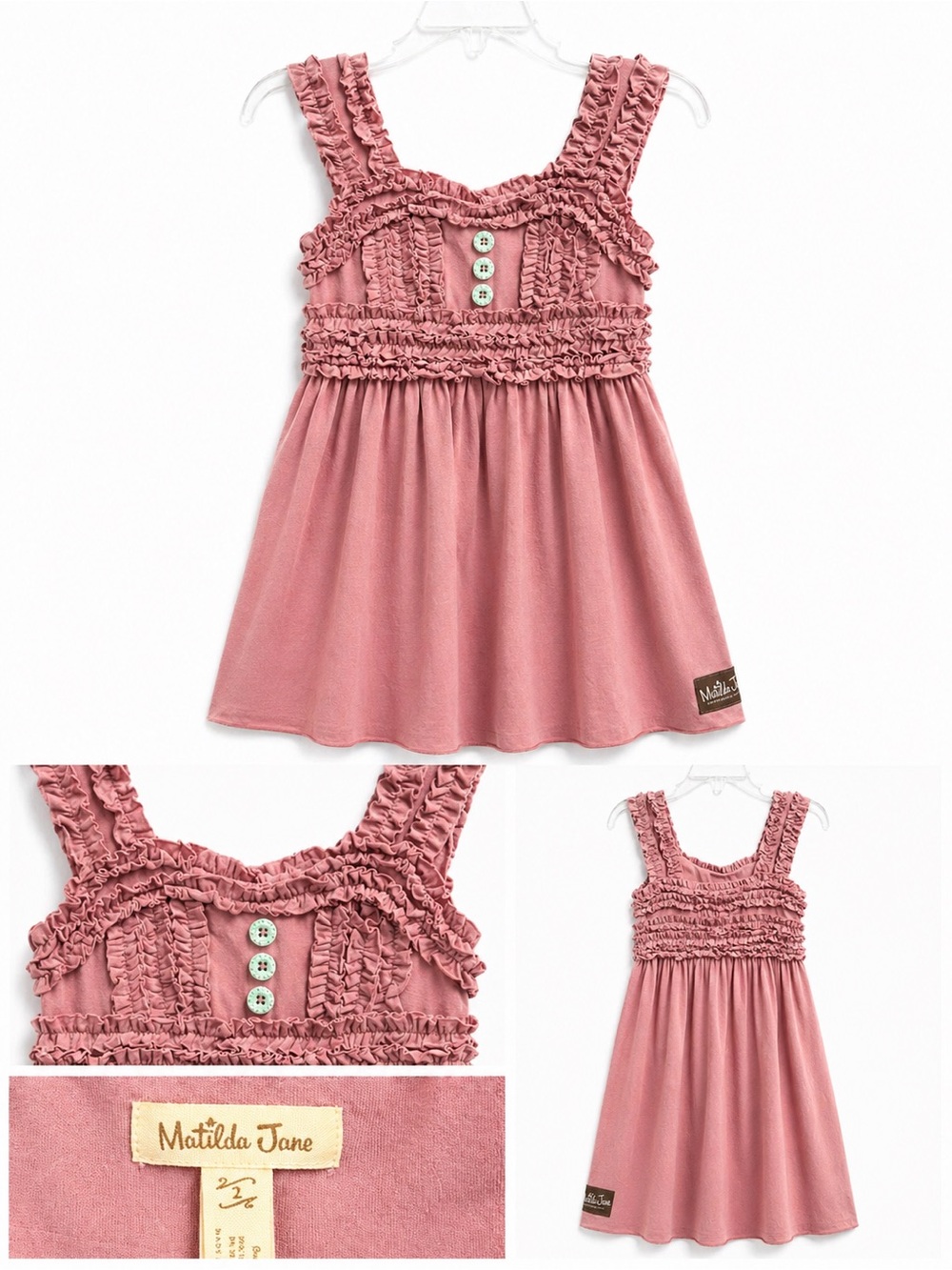 Matilda Jane Rose Ruffle Smocked Tank Dress size 2